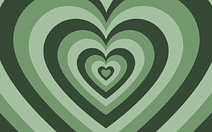 Sage Green Concentric Heart Pattern Minimalist Geometric Abstract Design HD wallpaper