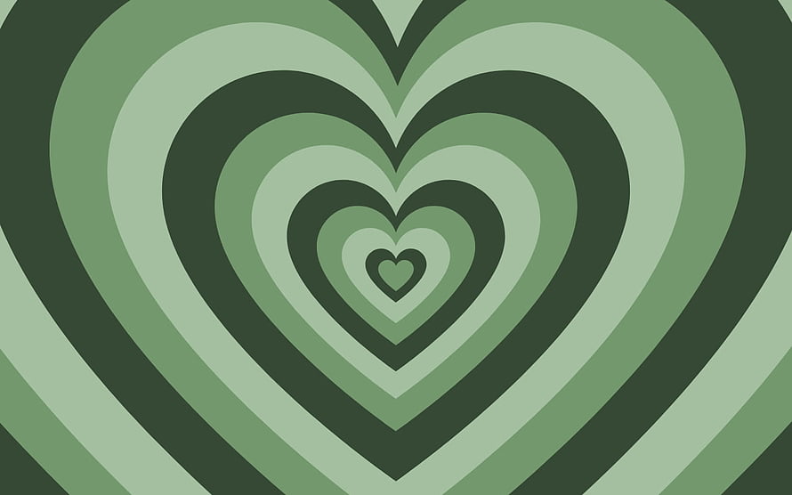 Sage Green Concentric Heart Pattern Minimalist Geometric Abstract Design HD wallpaper