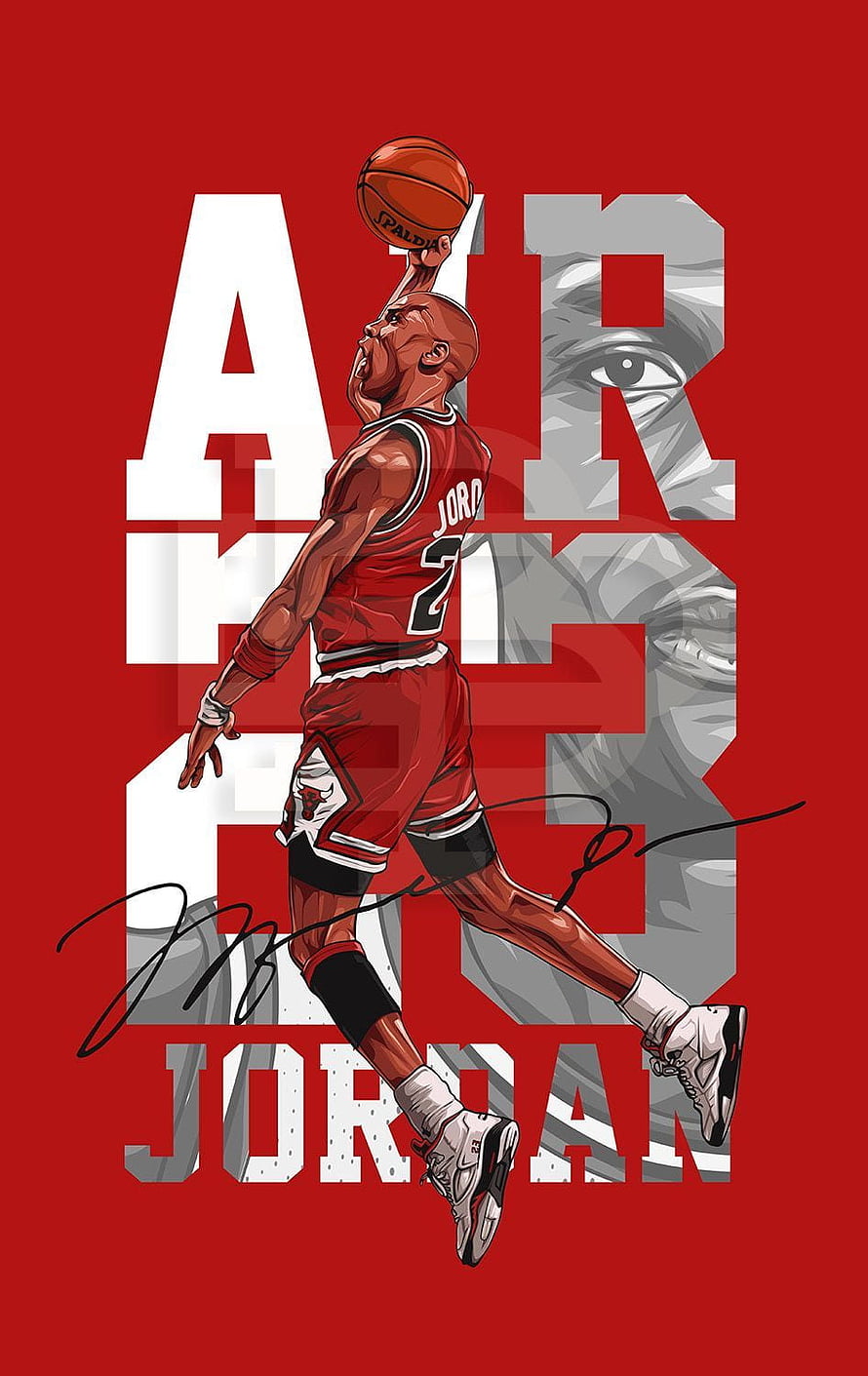 Michael Jordan Air Jordan Vector Illustration in Chicago Bulls Jersey HD phone wallpaper