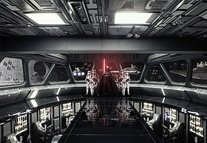 Darth Vader and Stormtroopers on the Star Destroyer Bridge in Star Wars HD wallpaper