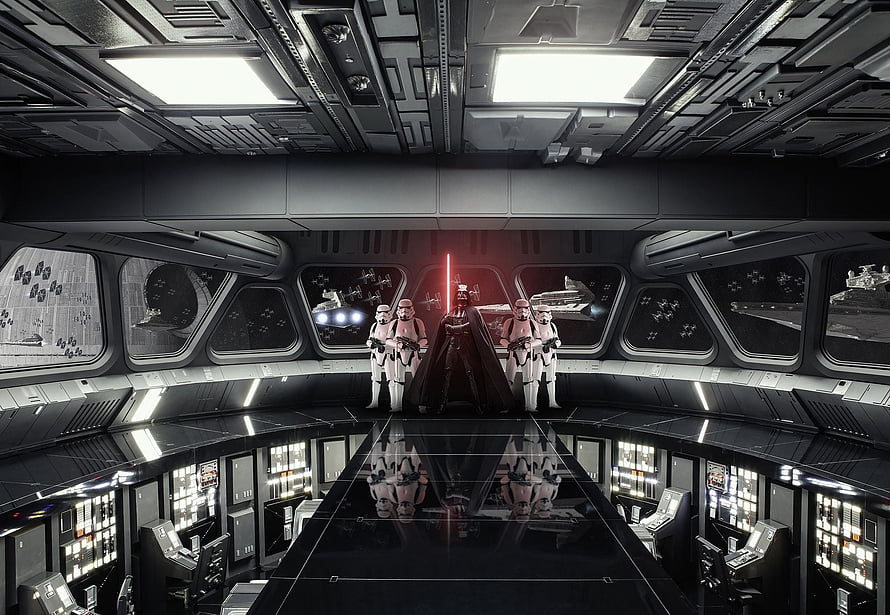 Darth Vader and Stormtroopers on the Star Destroyer Bridge in Star Wars HD wallpaper