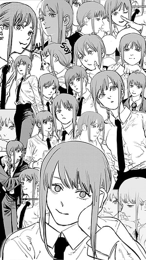 Makima from Chainsaw Man in Black and White Manga Panel Collage, Makima, Makima Chainsaw Man HD phone wallpaper