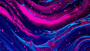 Vibrant Pink and Blue Liquid Abstract Art with Flowing Marbled Patterns and Bubbles HD wallpaper