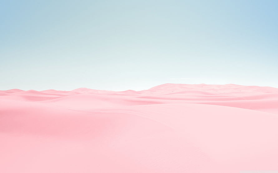 Serene Pink Sand Dunes Under a Soft Blue Sky Minimalist Landscape HD wallpaper