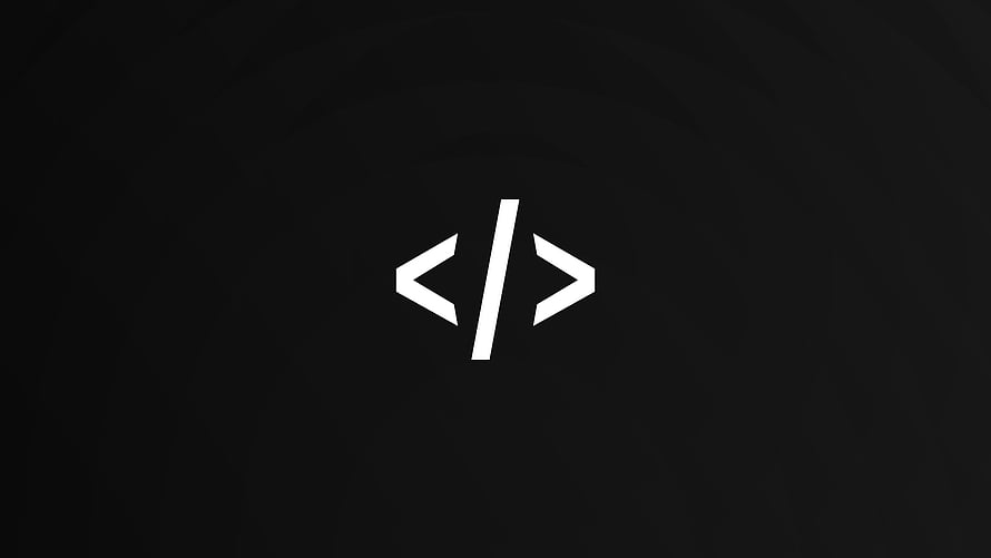 Minimalist White Code Tag Icon on Dark Black Background for Developers HD wallpaper