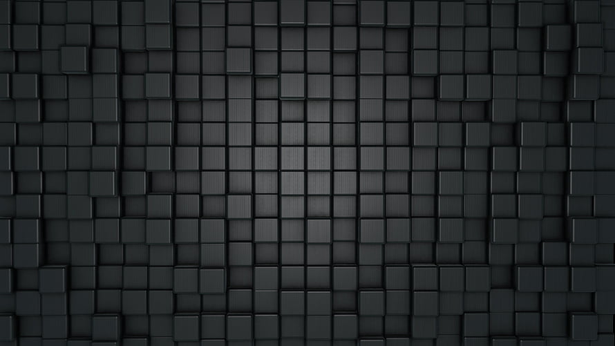 Dark 3D Cube Grid Texture with Subtle Central Highlight and Geometric Depth HD wallpaper