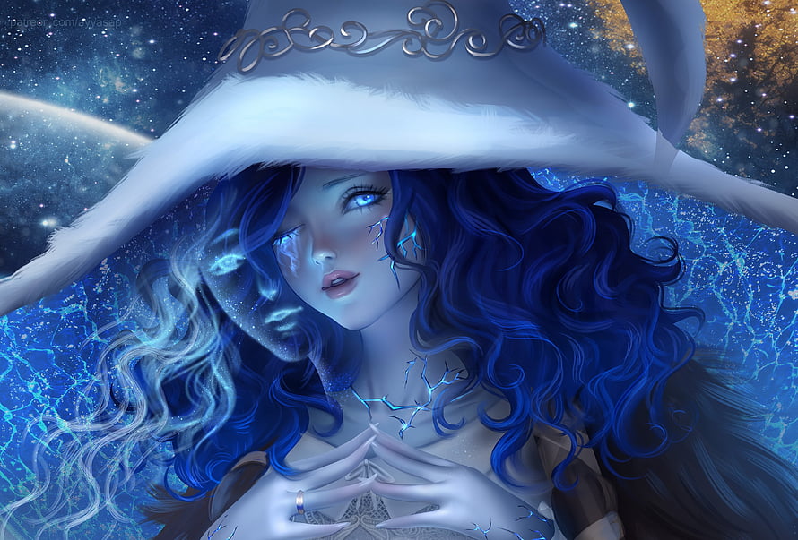Ranni the Witch from Elden Ring in a Starry Night Fantasy Portrait HD wallpaper