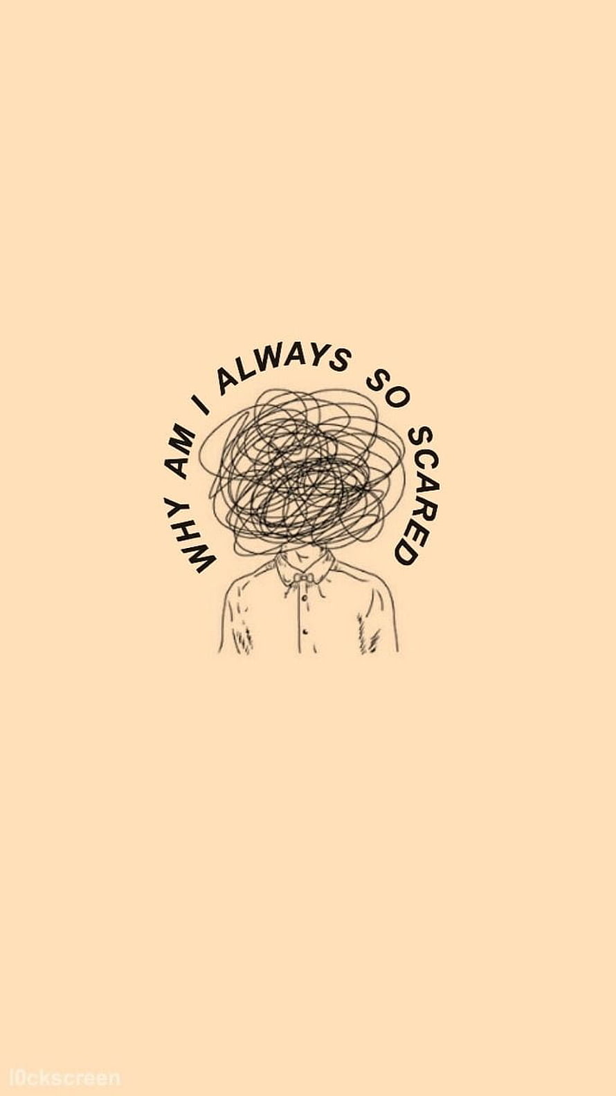 Minimalist Doodle Quote Artwork with Scribbled Head on Warm Beige Background HD phone wallpaper