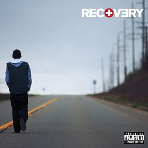 Eminem Recovery Album Cover Art Featuring Solitary Figure Walking on Empty Highway HD phone wallpaper