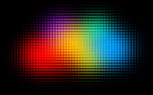 Vibrant Multicolored Pixel Grid Abstract Glow on Black Background HD wallpaper