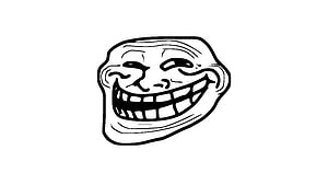 Classic Troll Face Meme Illustration with Wide Grin on White Background HD wallpaper