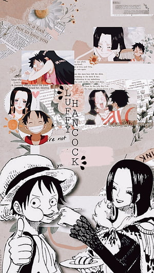 One Piece Luffy and Boa Hancock Anime Manga Collage Wallpaper HD phone wallpaper