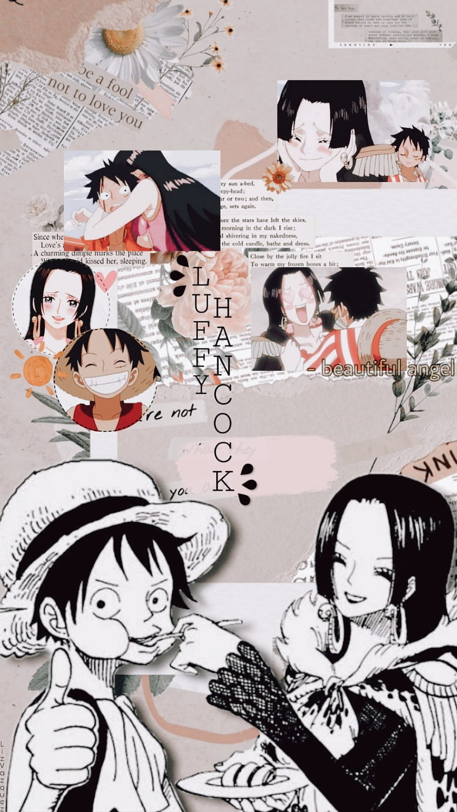 One Piece Luffy and Boa Hancock Anime Manga Collage Wallpaper HD phone wallpaper