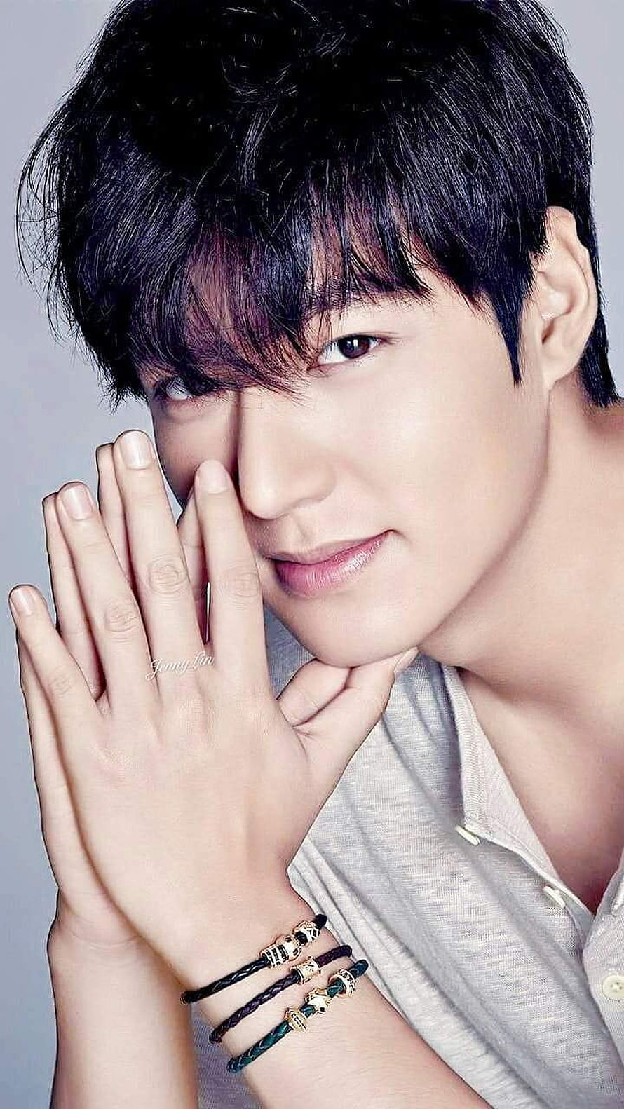 Lee Min Ho Close-Up Portrait With Hands Framing Face And Beaded Bracelets HD phone wallpaper