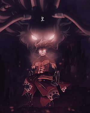 Monkey D. Luffy Gear Five Nika Form in Dark Anime Illustration HD phone wallpaper