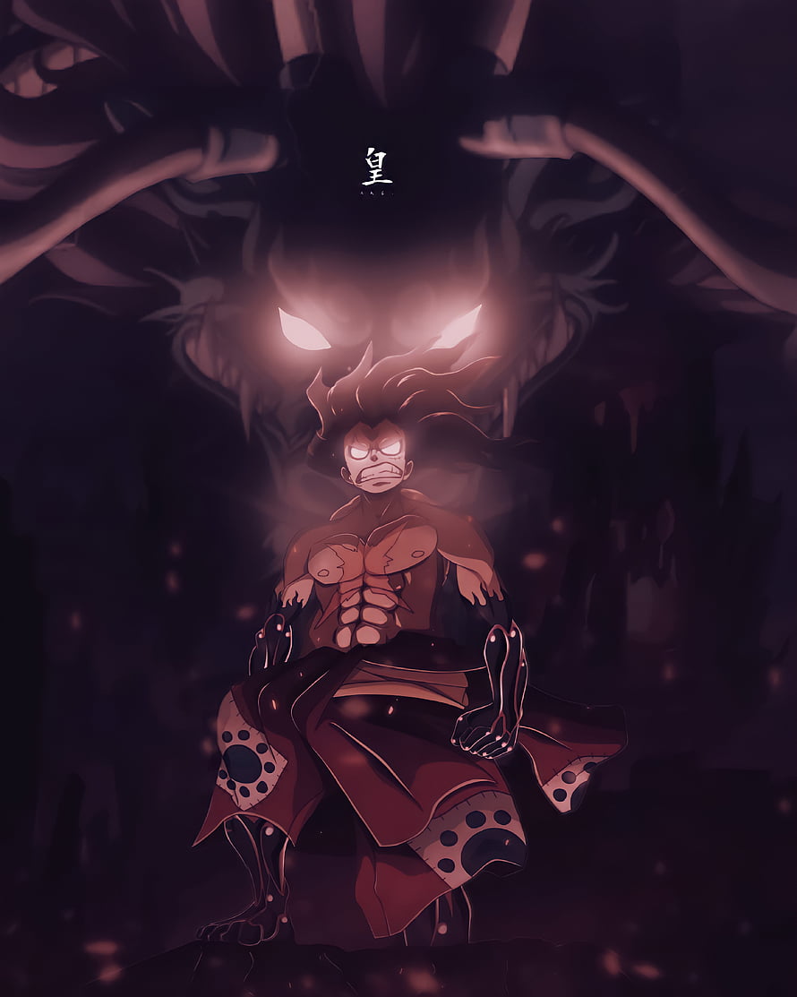 Monkey D. Luffy Gear Five Nika Form in Dark Anime Illustration HD phone wallpaper