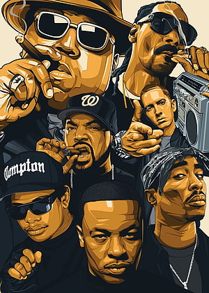 West Coast Hip Hop Rappers Vector Illustration Poster HD phone wallpaper
