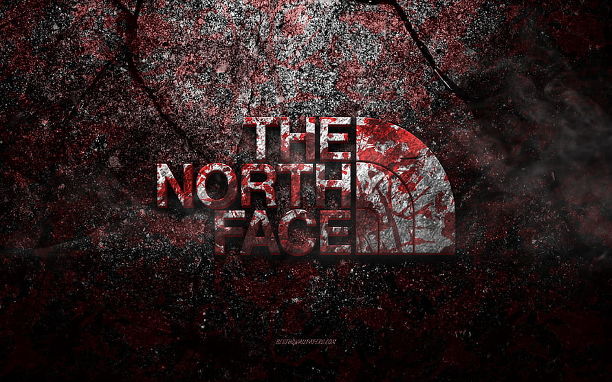 The North Face Grunge Logo on Dark Red Stone Texture HD wallpaper