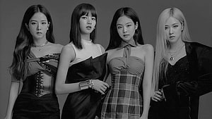 Blackpink Members in Black and White Studio Portrait HD wallpaper