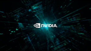 NVIDIA Logo on Abstract Digital Circuit Background with Teal Light Rays HD wallpaper
