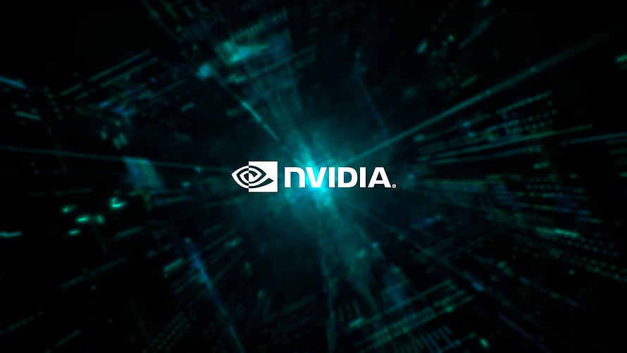 NVIDIA Logo on Abstract Digital Circuit Background with Teal Light Rays HD wallpaper