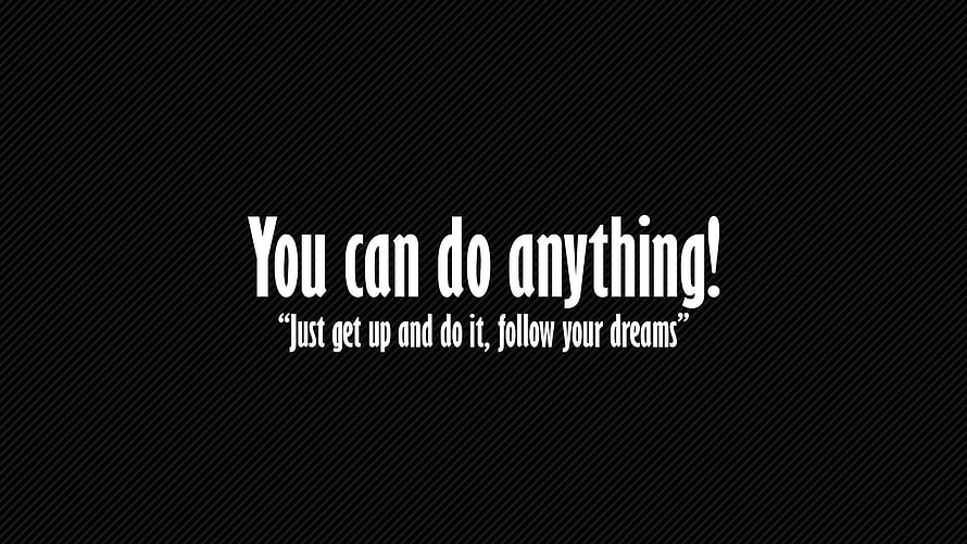 Bold White Motivational Quote on Black Diagonal Striped Background HD wallpaper