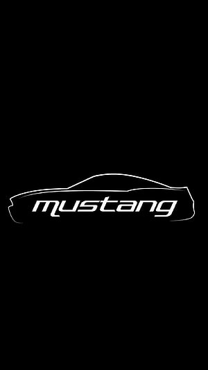 Minimalist Ford Mustang Car Silhouette Logo on Black Background HD phone wallpaper