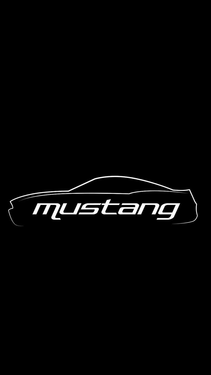 Minimalist Ford Mustang Car Silhouette Logo on Black Background HD phone wallpaper