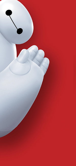 Baymax Praying Pose on Vibrant Red Background Minimalist 3D Render HD phone wallpaper