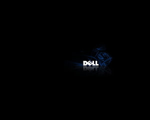 Dell Logo on Black Background with Blue Abstract Light Trails and Reflection HD wallpaper