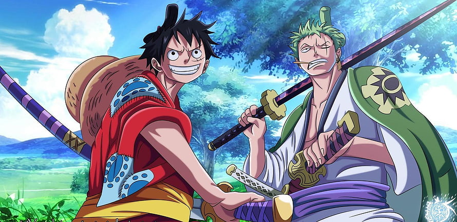 Luffy and Zoro in Wano Country from One Piece Anime HD wallpaper