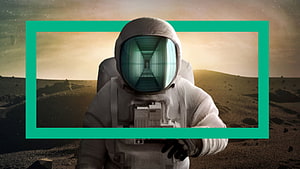 Astronaut in White Spacesuit on Barren Alien Landscape with Reflective Visor HD wallpaper