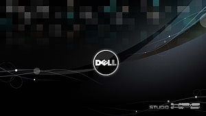 Dell Studio XPS Dark Abstract Wallpaper with Pixel Grid and Flowing Lines HD wallpaper