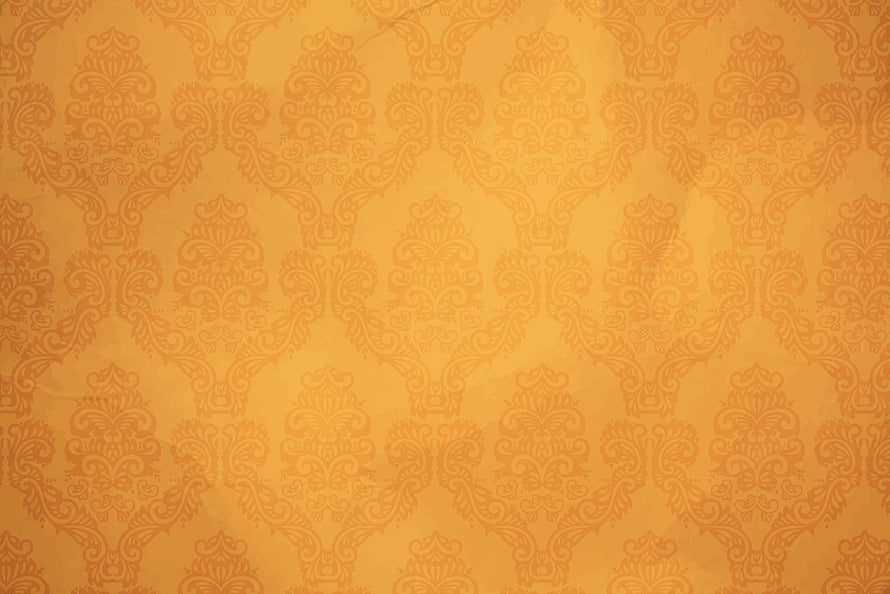 Golden Damask Pattern with Vintage Floral Motifs and Warm Textured Surface HD wallpaper