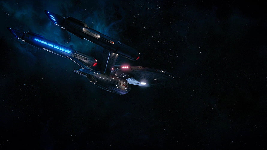 USS Enterprise NCC-1701 Starship in Deep Space with Nebula and Starfield HD wallpaper