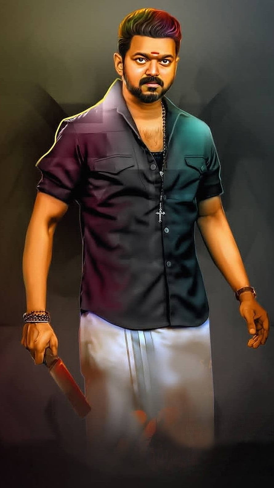 Thalapathy Vijay Bigil Character Digital Art Portrait HD phone wallpaper