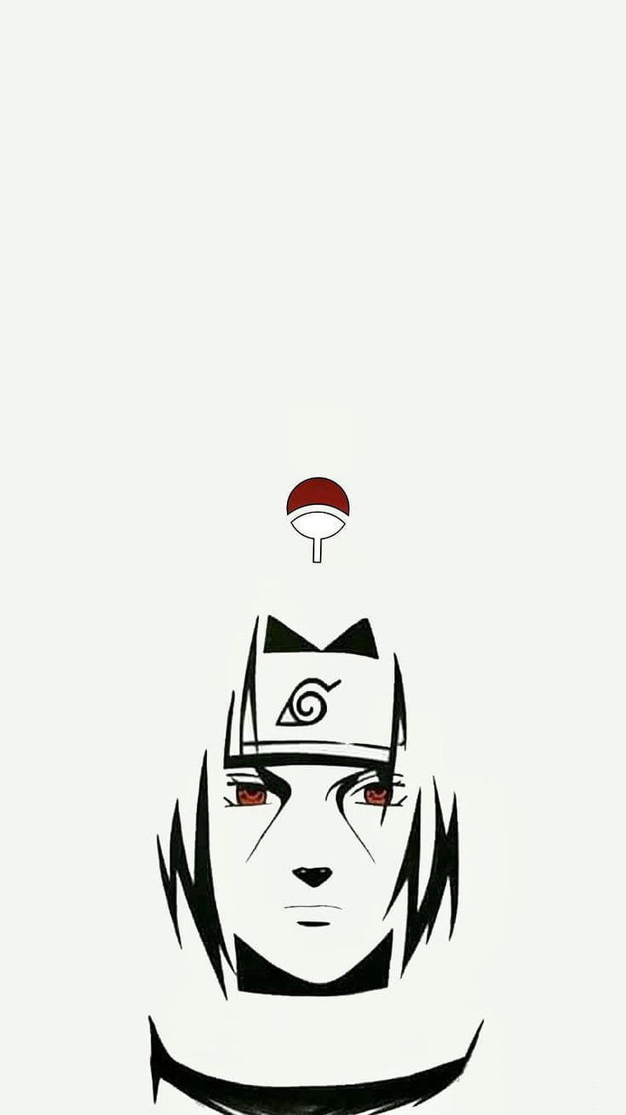Minimalist Naruto Shippuden Character Portrait with Headband and Sharingan Eyes HD phone wallpaper