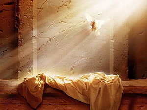 Jesus Empty Tomb with Dove and Divine Light HD wallpaper