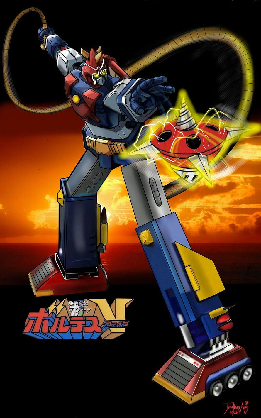 Voltes V Super Robot Wielding Whip and Energy Blade Against Fiendish Enemy HD phone wallpaper