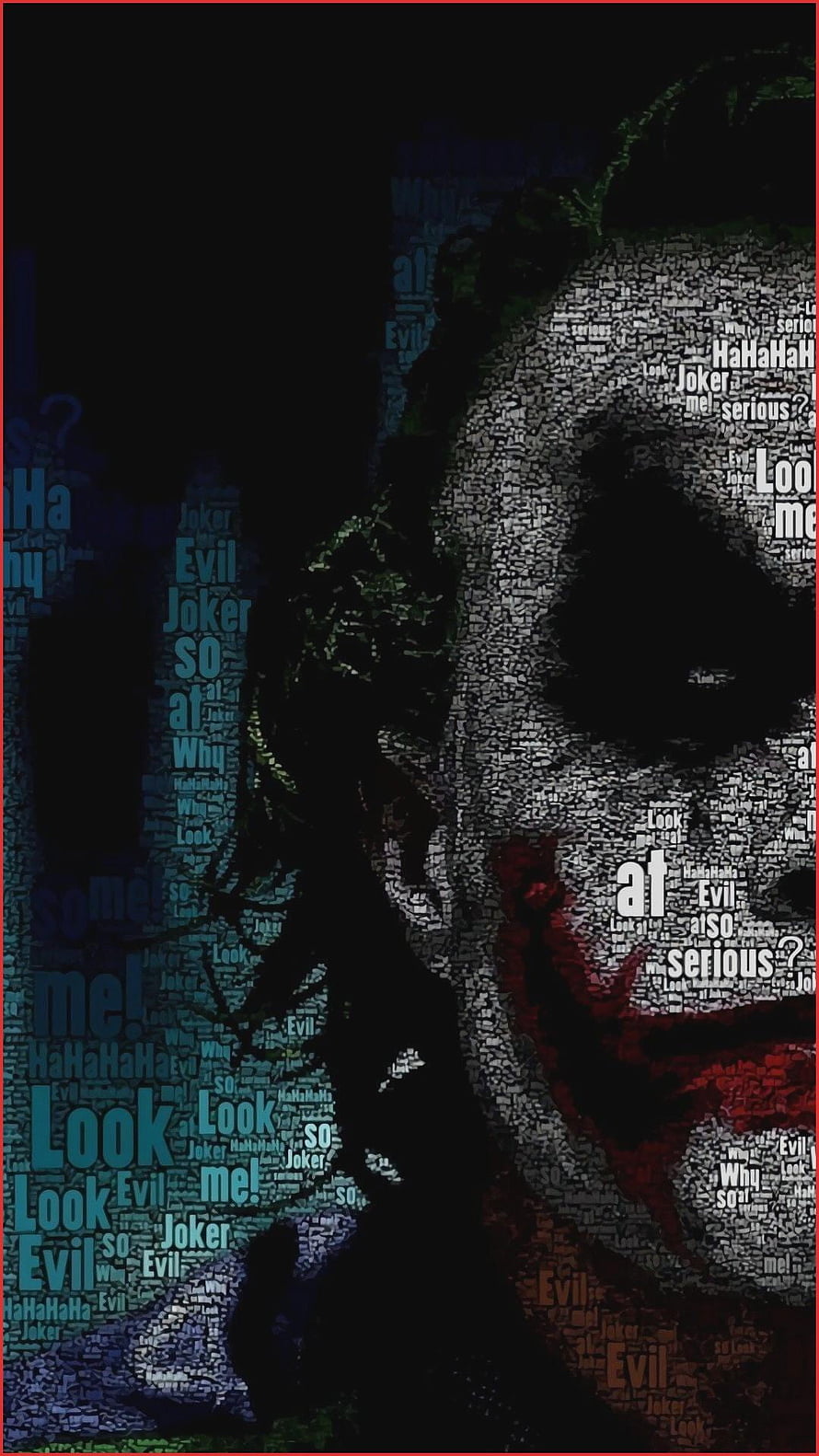 Joker Word Art Portrait with HaHaHa and Look Me Text Collage HD phone wallpaper