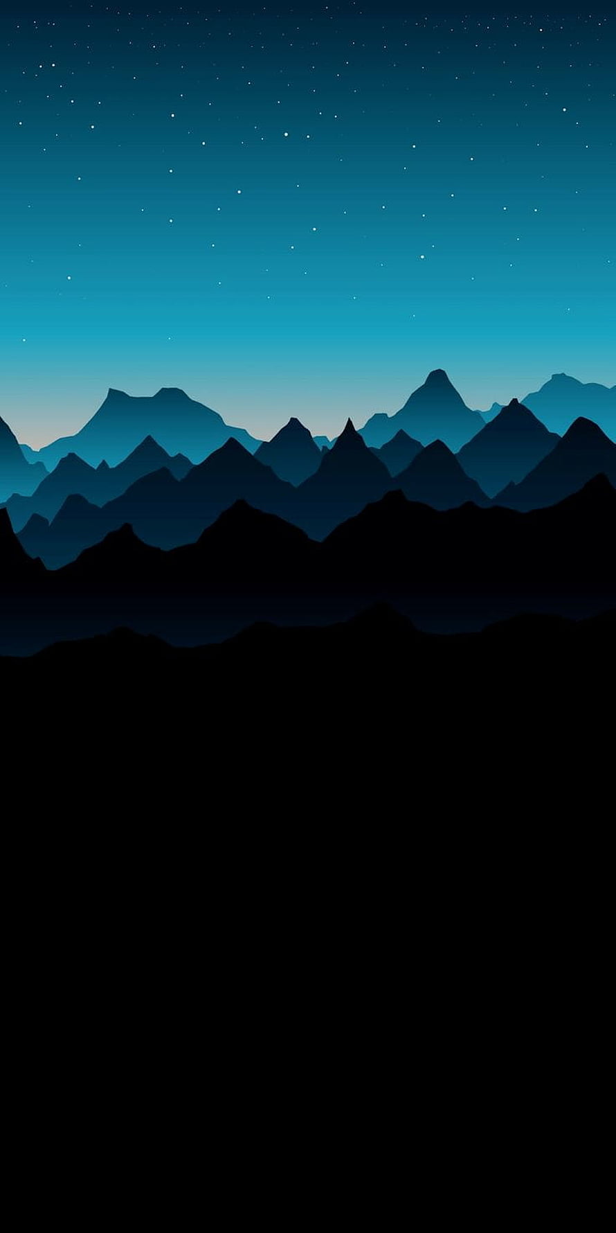 Minimalist Blue Mountain Silhouette Under Starry Night Sky HD phone wallpaper