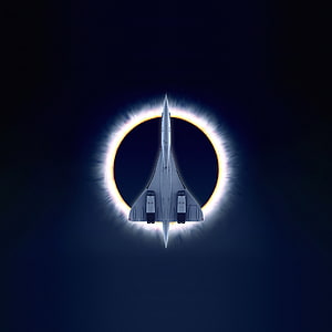 Concorde Supersonic Jet Silhouetted Against a Dramatic Solar Eclipse HD phone wallpaper