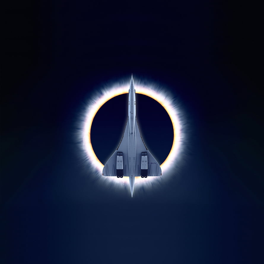 Concorde Supersonic Jet Silhouetted Against a Dramatic Solar Eclipse HD phone wallpaper