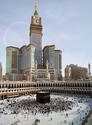 Grand Mosque in Mecca with Kaaba and Makkah Clock Tower HD phone wallpaper