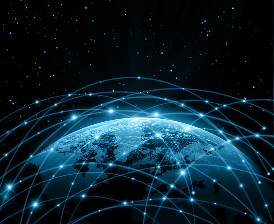 Glowing Digital Globe With Network Connections Against Starry Space Background HD wallpaper
