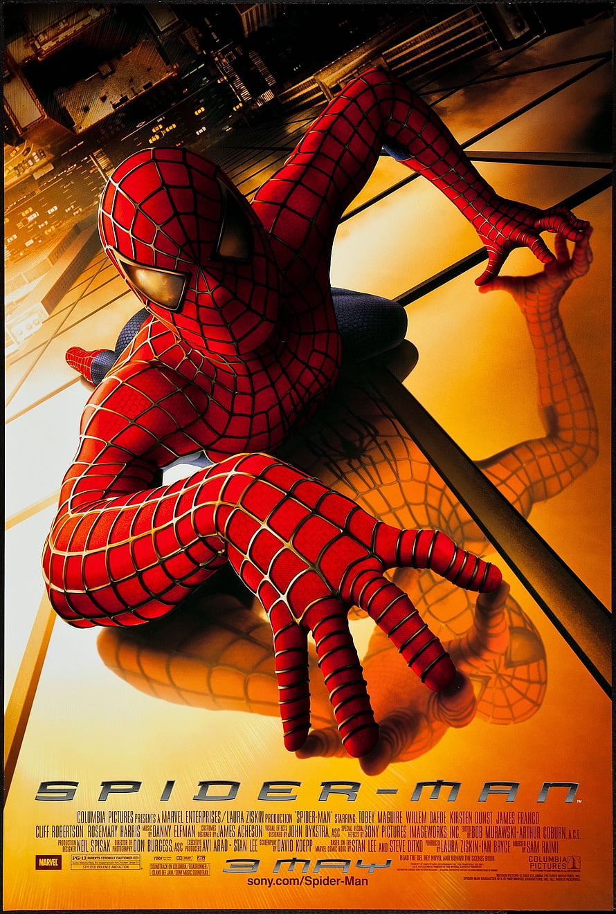 Spider-Man Movie Poster Featuring Tobey Maguire in Classic Red Suit HD phone wallpaper
