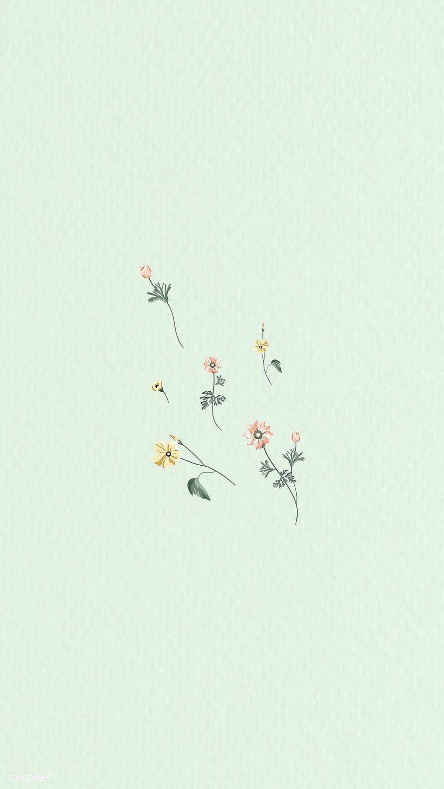 Delicate Watercolor Wildflowers on Soft Mint Green Minimalist Background HD phone wallpaper