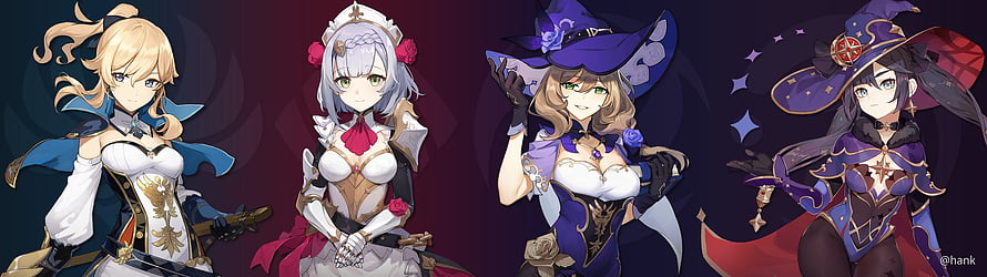Genshin Impact Female Characters in Elegant Fantasy Outfits HD wallpaper