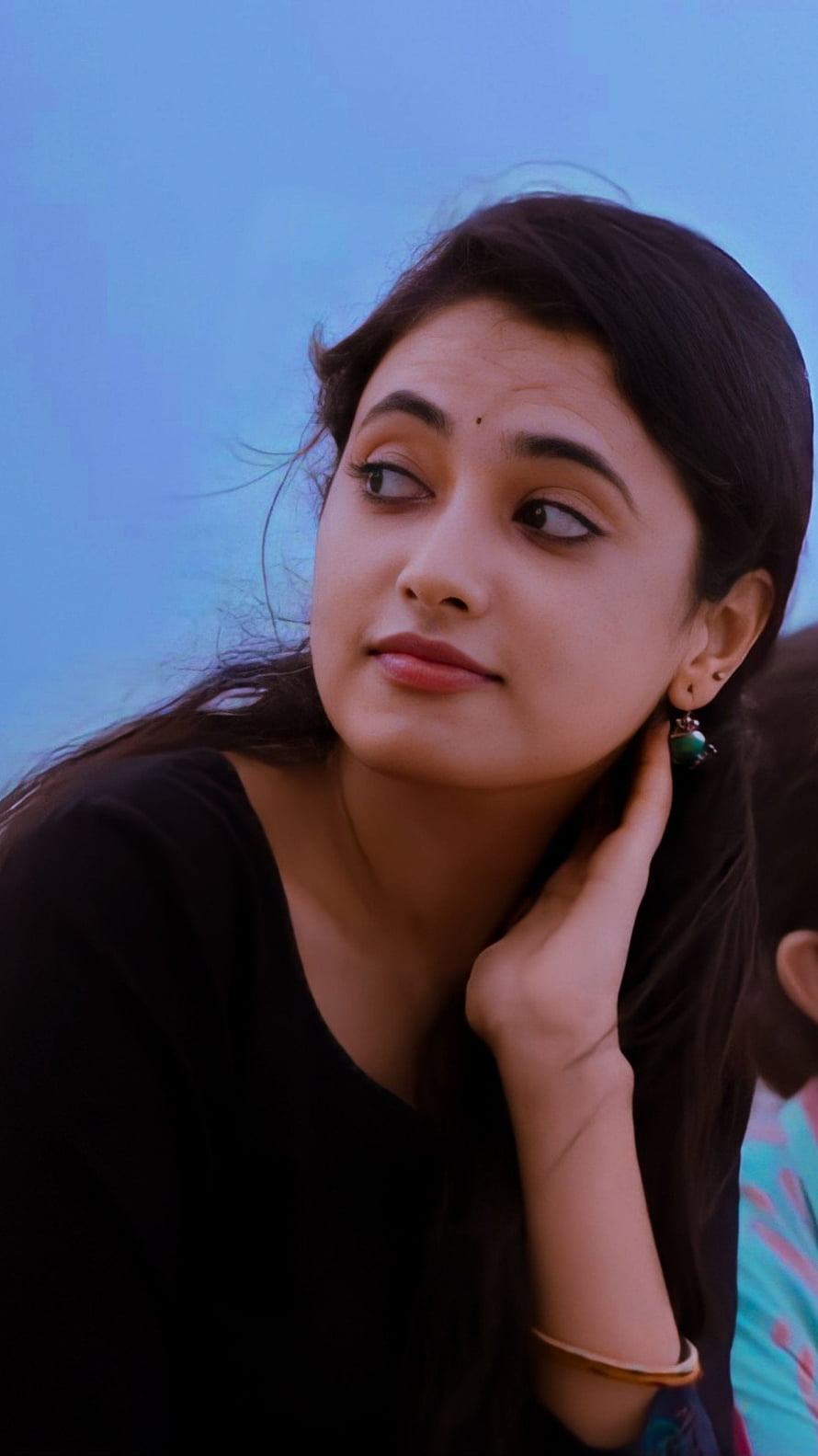 Priyanka Mohan Portrait in Black Top with Blue Sky Background HD phone wallpaper