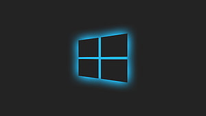 Windows 10 Logo with Neon Blue Glow on Dark Minimalist Background HD wallpaper